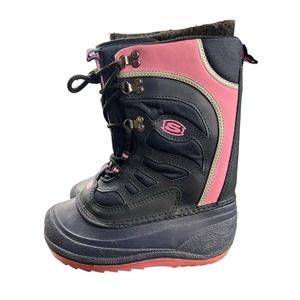 Skechers Little Girl Navy Blue Pink Mid Calf Snow‎ Boot Sz 2